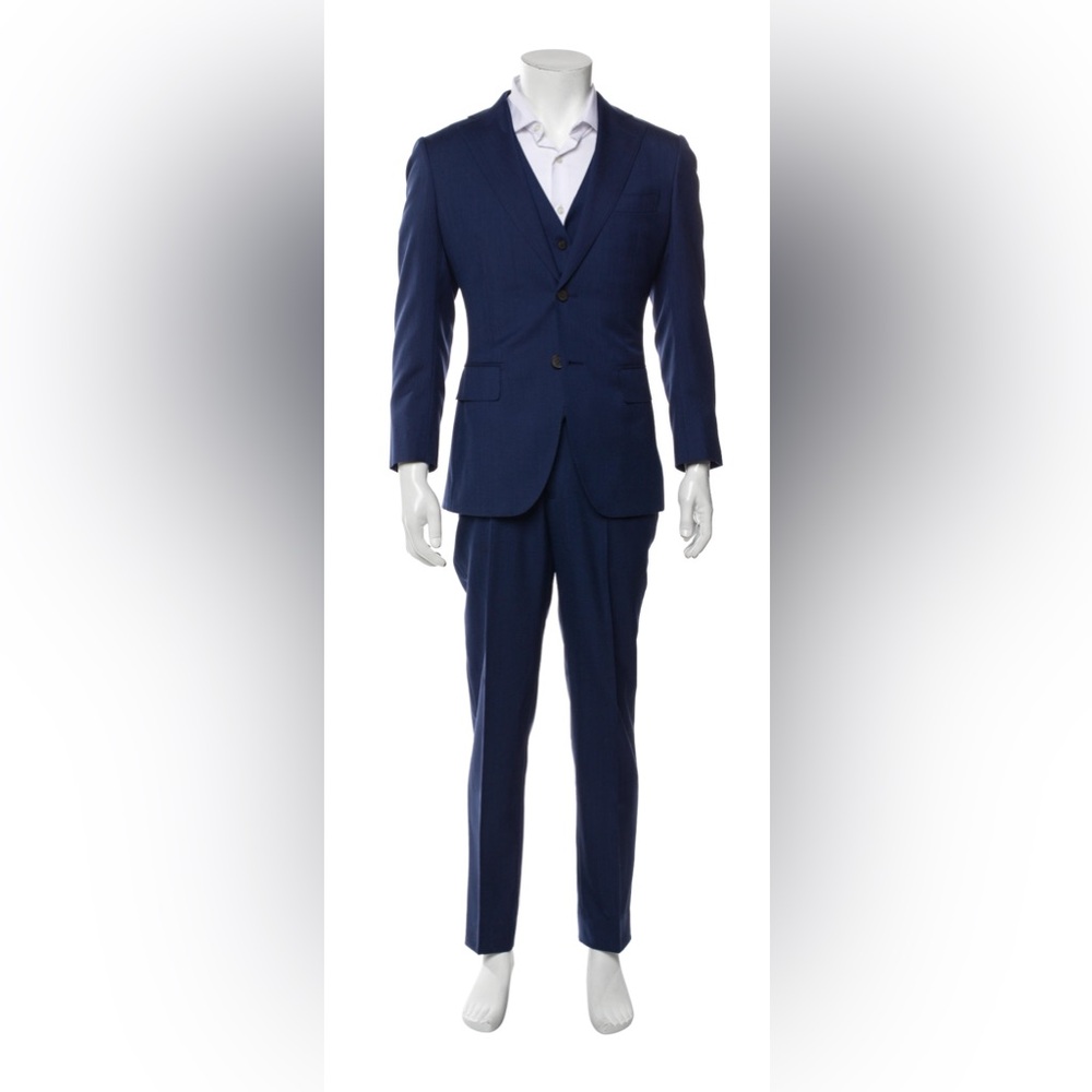 New Suitsupply Lazio Single Breasted 3 Pc Royal Blue  Wool Suit 36S